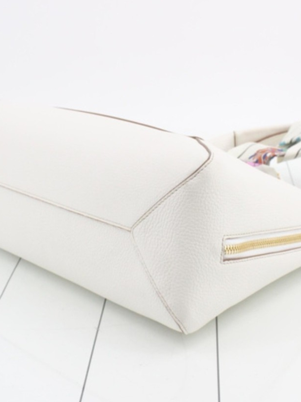 Furla Ivory Leather Hobo Bag with Scarf - Picture 7 of 9